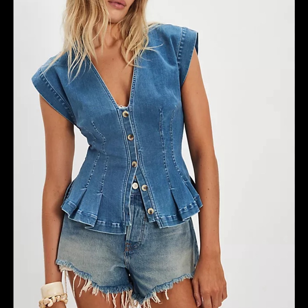Free People Dylan Denim Vest